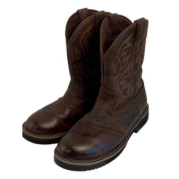 Herman Survivors 9.5 Leather Rodeo Western Work Boots NonSlip steel toe 8937 - Picture 2 of 10